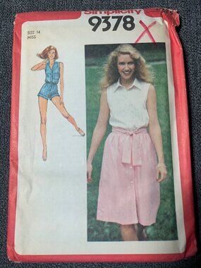 Simplicity Misses Skirt Playsuit Sewing Pattern Size 14 9378 Uncut